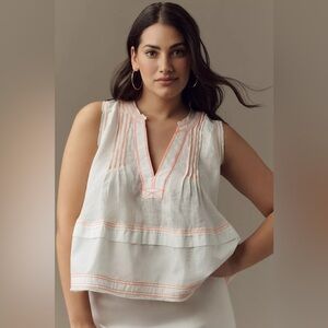 NWT Size S (P2P 21') - Pilcro Raw-Edge Linen Swing Tank (100% Linen)